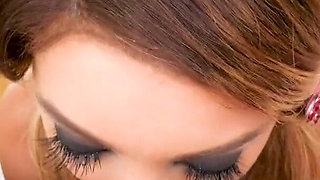 Hot blonde teen Kiarra Kai POV blowjob cum swallow