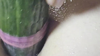 Sexy MILF's Asshole Is Stretched with a Nice Cucumber