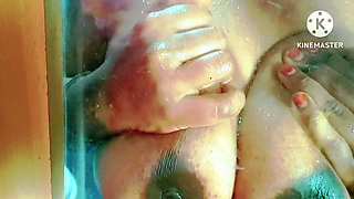 Sexy Huge Boobs Desi Girl Gave a Hot Blowjob for His Boyfriend in the Bathroom and He Cum on Her Hair