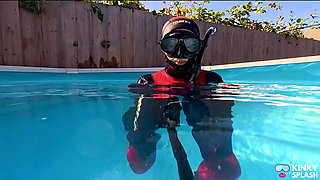 Neoprene Pool Swim Snorkel Breath-holds in Tight Mares Wetsuit