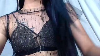 Brunette enjoys the toy on gaping pussy while masturbating