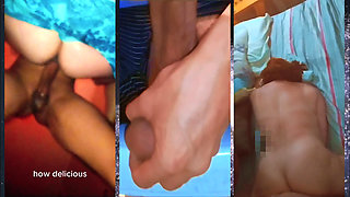 Cuckold role: getting off while rewatching videos of your wife, a real MILF, fucked and as cum dump for big cocks