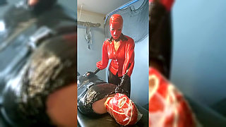 Extreme Breathplay on Mummified Slave in Latex