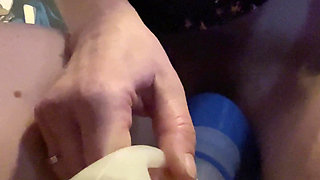 Huge Piss From My Bushy Pussy in My Mate’s Bedroom as the Bathroom Was Occupied!