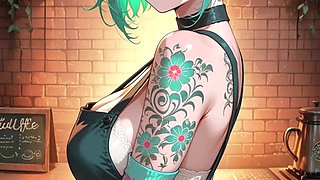 Turquoise-haired, Huge Tits Anime Waitress Gets Fucked by a Client - Ai-generated Content