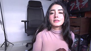 Delicious hottie catches her stepdad watching porn and anal rides his dong