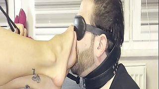 Blindfolded Foot Slave on a Leash - Barefoot Escalation (part 2)