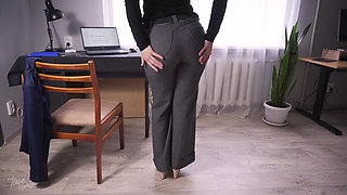 Hot Coworker Teases Ass Till Her Pants Ripped