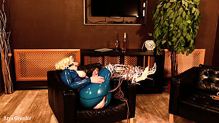 Backstage From BDSM Rope Bondage Process, Shibari Masturbation in Latex