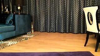 Small titted brunette Sharron with glasses masturbates