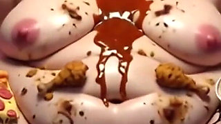 Obese BBW in Bondage Surrounded by Food - Begging for Huge Dick Inside Her