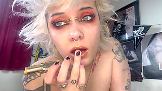 Stepsister Fucks Her Lipstick off Blowjob Spit Fetish Long Tongue