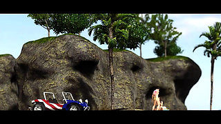 animation video Hot horny brunette has passionate sex on the beach