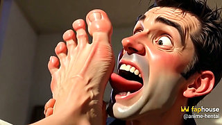Submissive Foot Slave Licking Big Feet