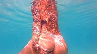 Tiny redhead outdoor masturbation