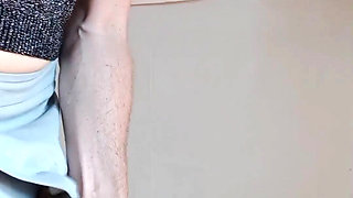 a nice cock sticking out of her skort to cum