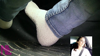 Pedal Pumping and Driving Just in White Terry Socks
