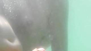 We Got Caught! My Teacher Handjobs My Cock Underwater on Nude Beach