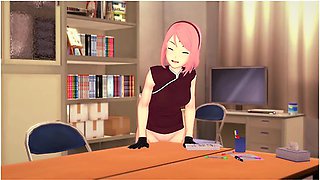 3d Hentai Sakura Masturbates At The Edge Of The Table