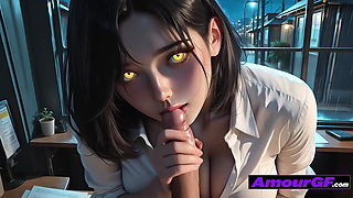 Cigarette Kiss, AI Babe Strokes 3D Cock Deep Before Cum