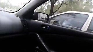Blonde Babe Masturbates with Dildo and Squirts in Car