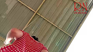 Beutiful lady swinging without panties on a swing outdoors. Slow motion 127 3