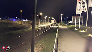 Horny Slut Fucked in the Middle of the Train Station!!