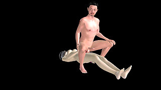 Animated 3D Porn - Asian Man Riding Strap on in Ass by Beautiful Girl