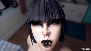 Hot goth girl gets penetrated in her juicy pussy and her throat got fucked