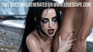 Busty Goth Rough Pounding On Icy Beach (AI)