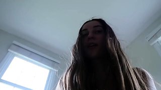Small breasted teen babe fingers solo pussy in hot close up