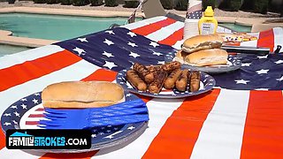 Stepdaughter Penelope Kay's 4th of July BBQ: Family Fun Turns into Hardcore Blowjob & Doggy Style Party