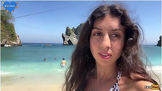 Walking With Hot Cum On My Face On A Public Beach Full Of People - Cumwalk - Katty West