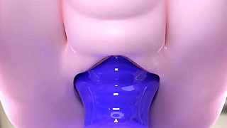 Curvy Mei Huge Boobs Purple Toy Anal Gape Stretch & Sperm Belly Inflation - 3D Rule34 Animation