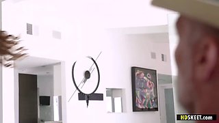 Dirty Old Man Fucks Babe Elena\u2019s Pussy