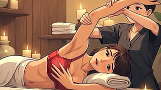 AI Generated Cartoon content, Uncensored video of mature Anime MILF, First Time Massage with Orgasm in the hotel