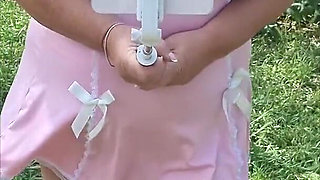 Pink Babydoll Tit Bounce Outdoor Walk