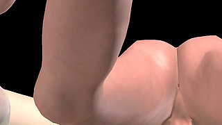 Animated 3D Porn - Asian Man Fucking Beautiful Girl in Missionary Pussy & Ass Creampie