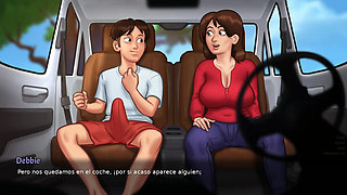 Stepmother seducing her stepson in the car, they end up making love - Summertime Saga