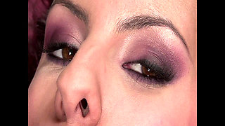 Horny Lesbian Brunette Writhes with Pleasure as She Fingers Her Pussy