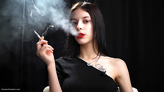 Slim Chick Is Smoking Two Reds