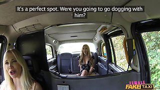 Rebecca More nails her husbands mistress with large ebony toy outside - girl fake cab