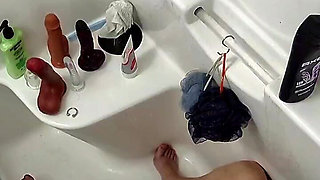 PAWG MILF Toys Pussy in the Shower