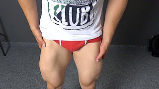 Hot Czech Muscle Boy Flexing and Teasing in Briefs