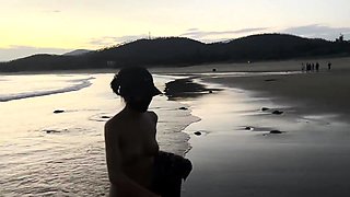 Solo Ashley Graham masturbates outdoors
