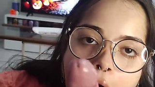 Prado Decorated the House for Halloween and I Recorded Her Giving a Deep, Drooling Blowjob