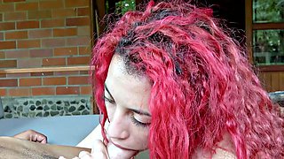 Amateur Alt Latina Redhead Deepthroating Monster Cock Like