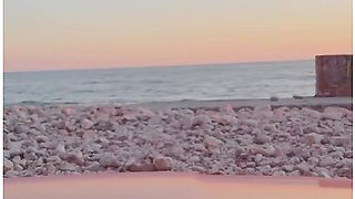 Flashing My Hairy Ginger Pussy On Public Beach Parking