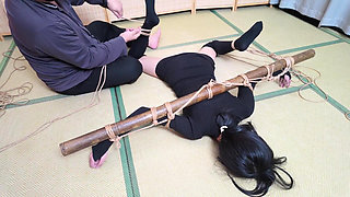 Xr40-a Girl in Black Stocking Is Tied to a Cross