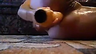 Oiled Russian Girl Plays With Dildo On Webcam